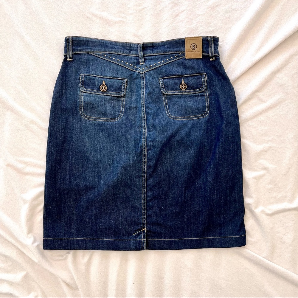 Bogner Blue Denim Knee-Length Skirt - Picture 3 of 12